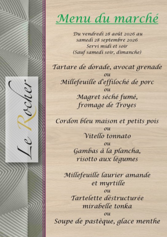 Menu du marché